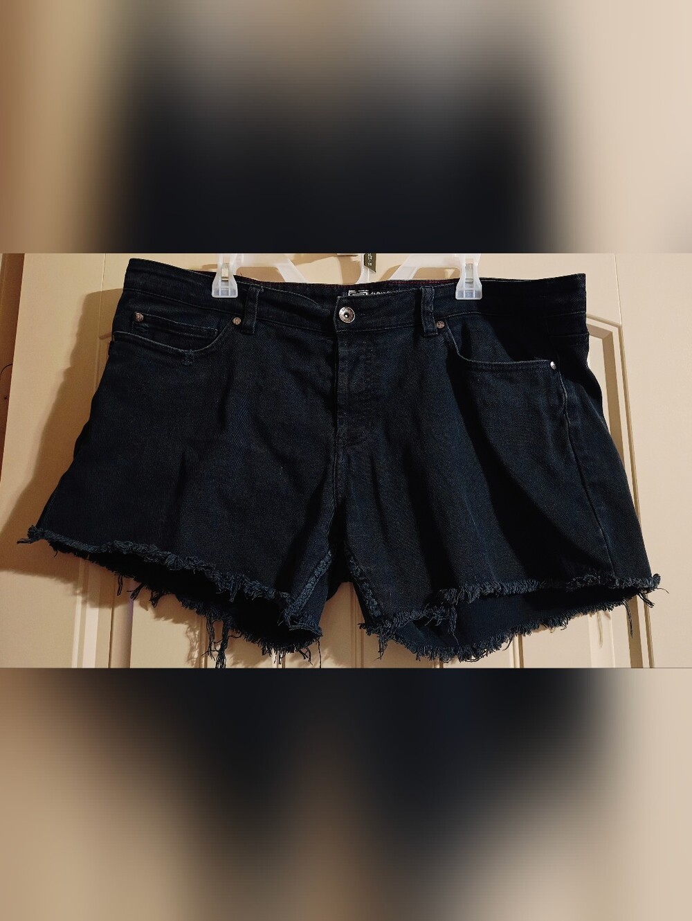 Y2k Vintage Social Collision Hot Topic Cut Off Black Jean Shorts 36 In Waist